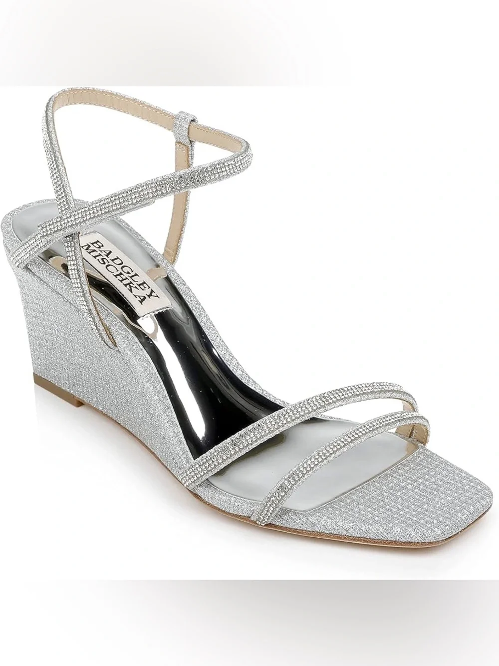 Badgley Mischka Unity Wedge Heel Sandal Leather  Outsole W/Rhinestone Size 10